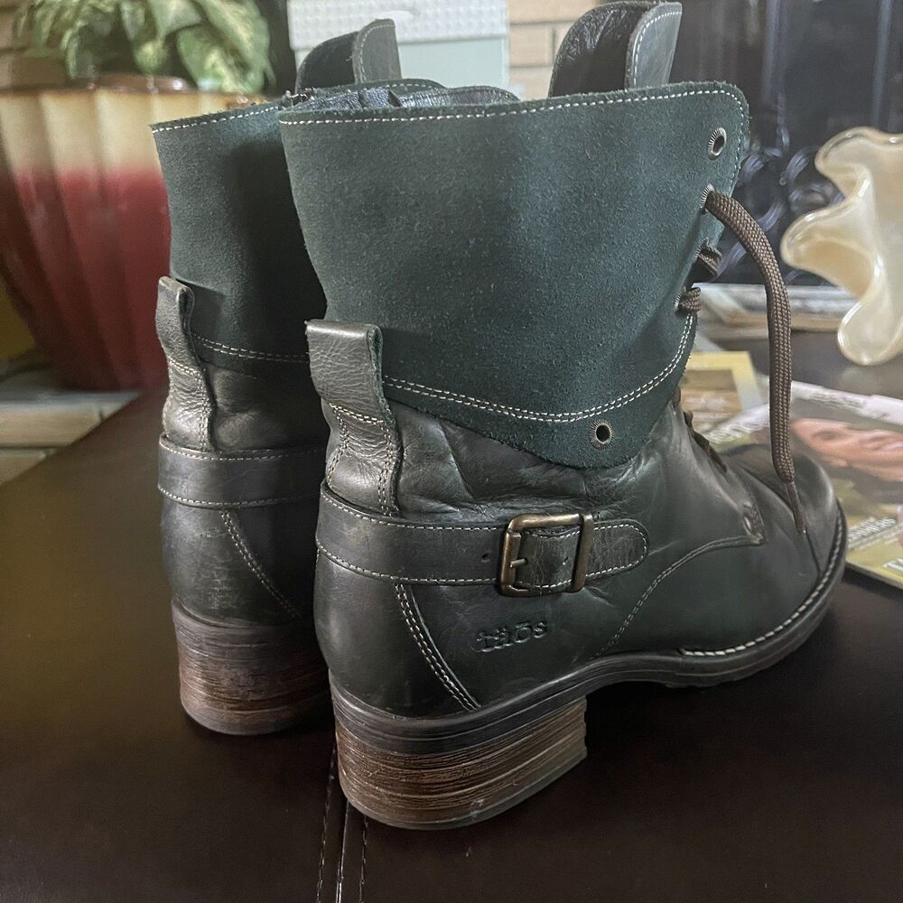 Taos Crave Green Leather Urban Combat Boots Round Toe 41/ US 10-10.5 - Picture 8 of 12